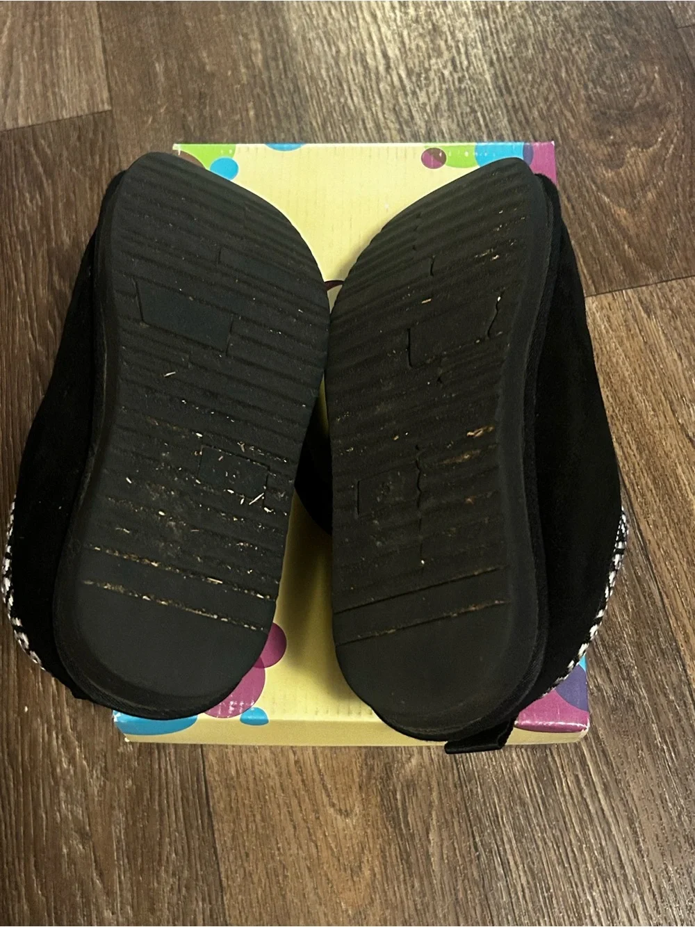Soda Kids Black Moccasin Slippers with Patterned Trim